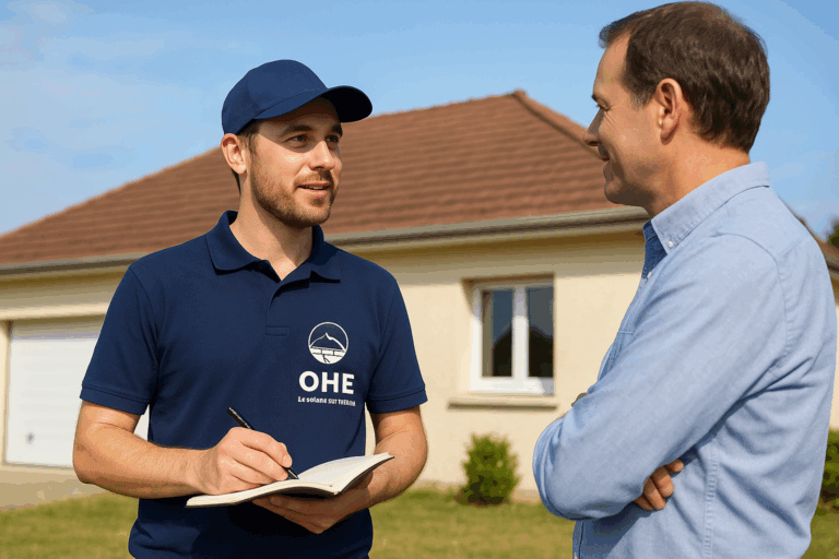 Technicien OHE pour la première visite obligatoire sur place avec le client