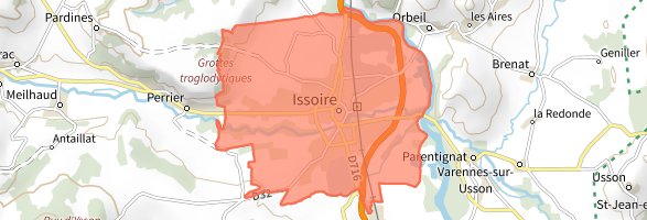 Extrait géoportail du territoire d'Issoire