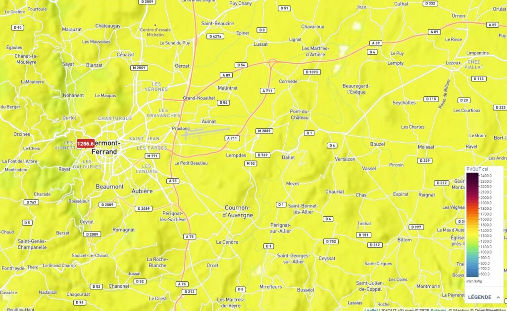 Potentiel solaire Clermont-Ferrand