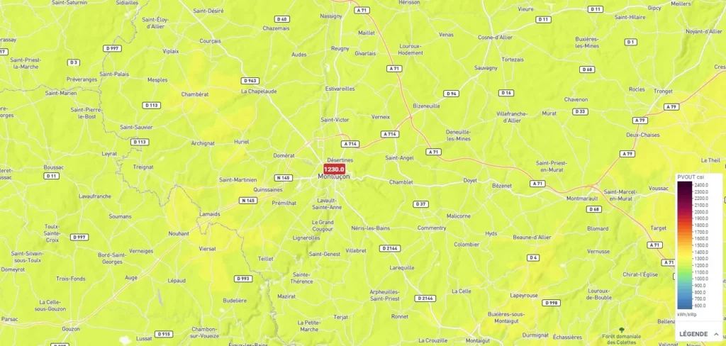 Potentiel solaire de Montluçon