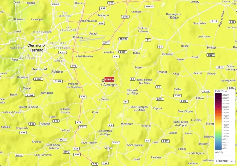 Potentiel solaire de Cournon d'Auvergne