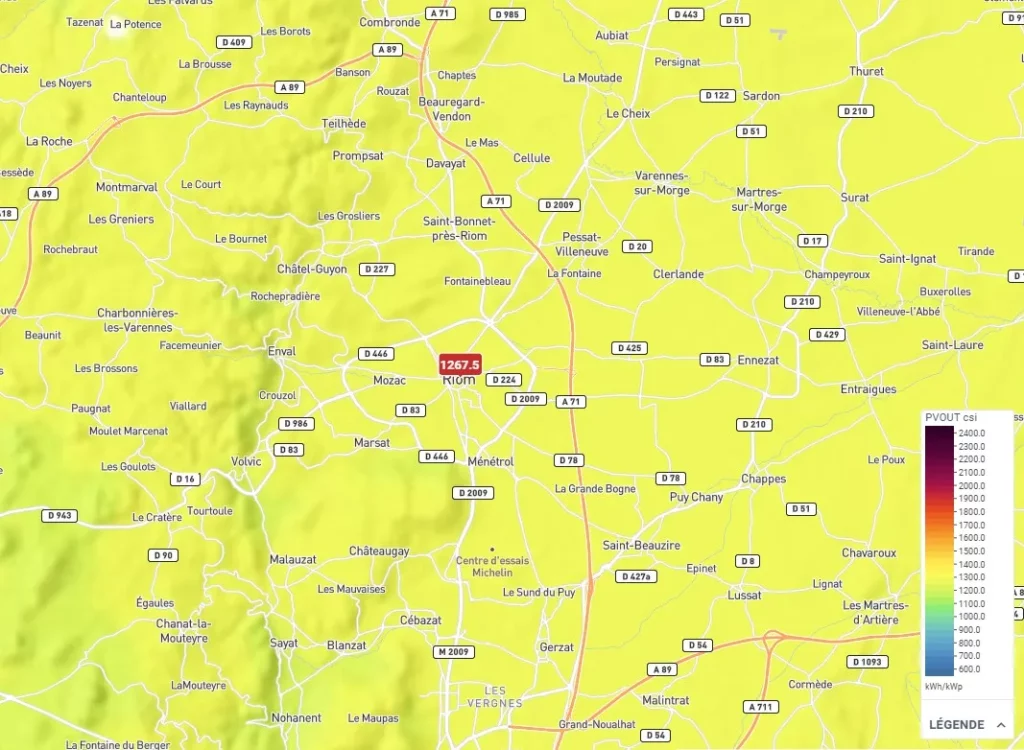 Potentiel solaire de Riom