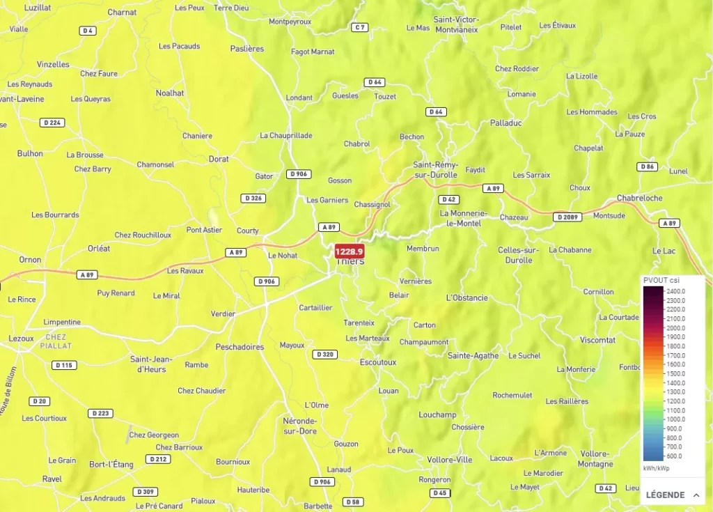 Potentiel solaire de Thiers