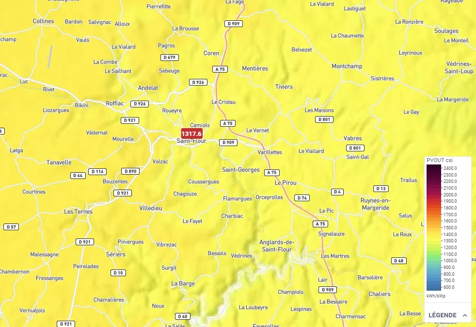 Potentiel solaire de Saint-Flour