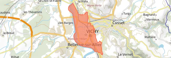 Vichy et les panneaux solaires, zone d'installation