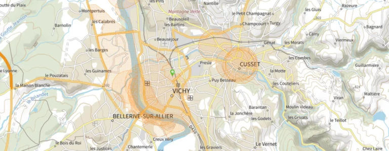 Vichy : cartographie des servitudes d'utilités publiques pouvant concerner l'installation photovoltaïque